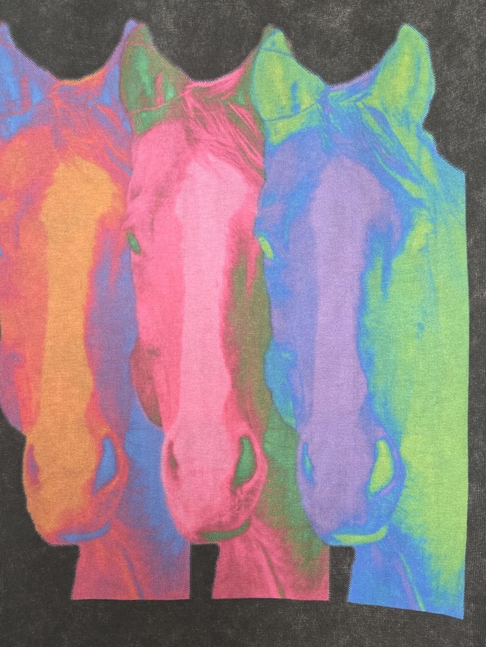 NWT Varsity Rodeo Black Tee with Multicolor Horse Print - Picture 2 of 4
